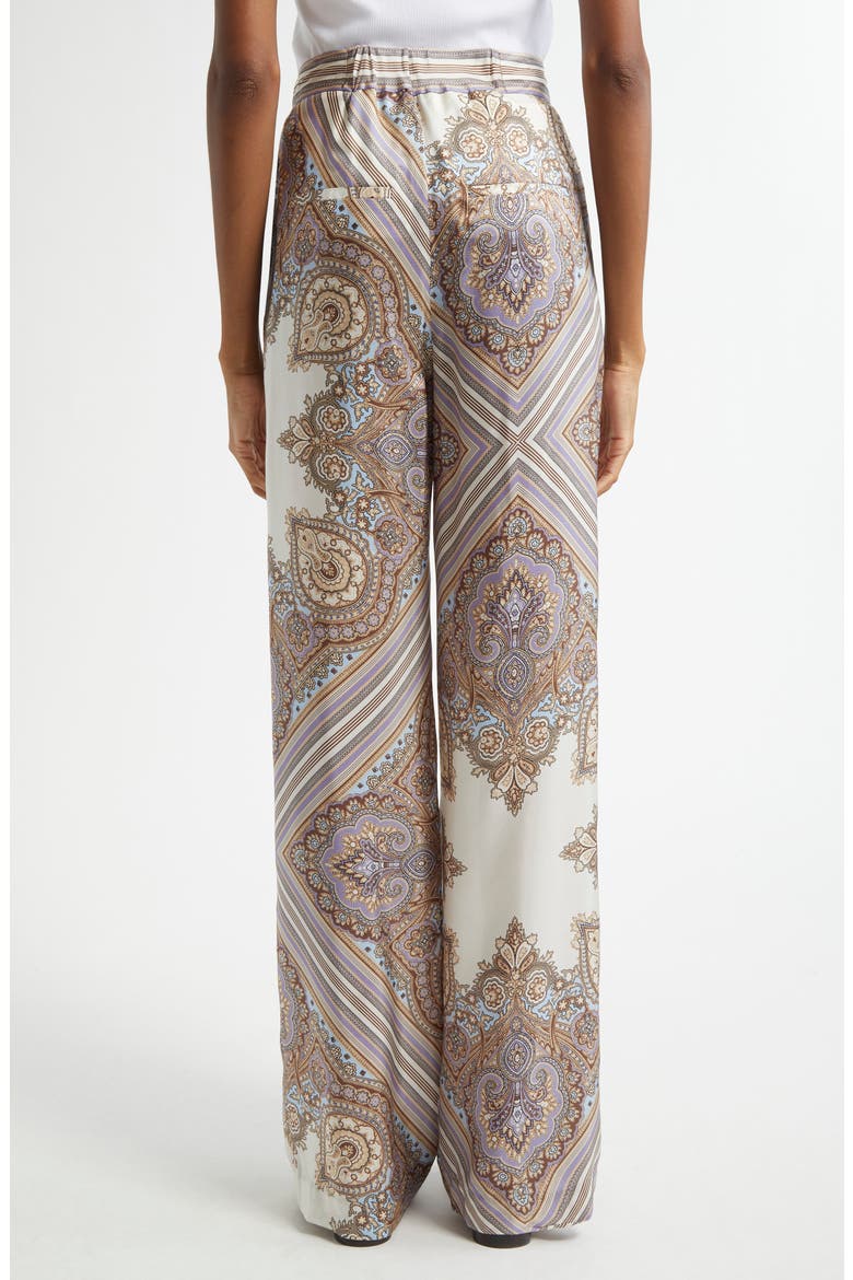 Grigore Paisley Print Wide Leg Silk Pants, Alternate, color, STONE KHAKI MULTI