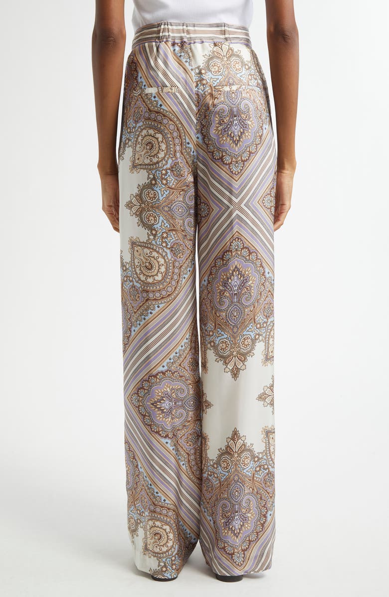 Veronica Beard Grigore Paisley Print Wide Leg Silk Pants, Alternate, color, 