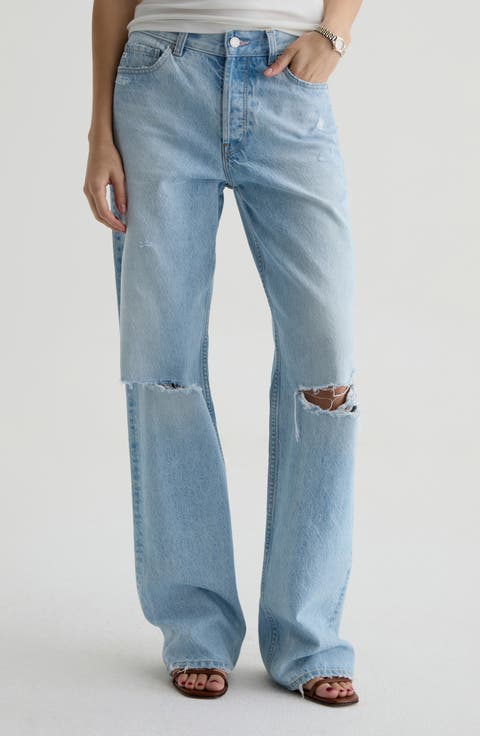 Billie Ripped Straight Leg Jeans (Soft Focus Destructed)