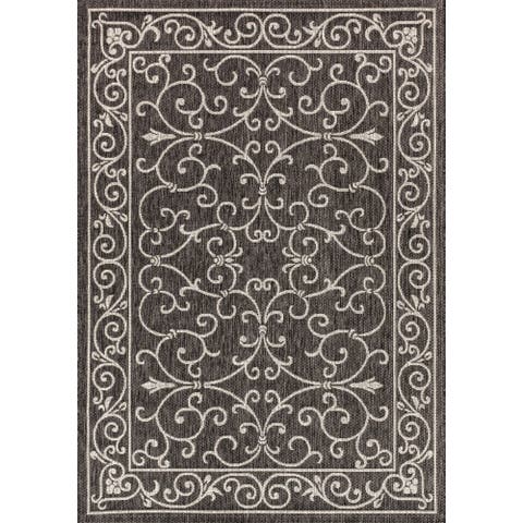 Charleston Vintage Filigree Textured Weave Indoor/Outdoor Area Rug