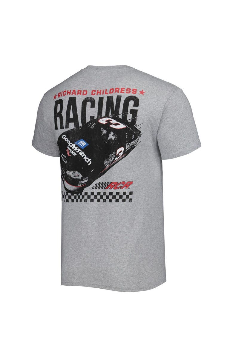 CHECKERED FLAG Men's Checkered Flag Heather Gray Richard Childress Racing Goodwrench Two-Sided Car T-Shirt, Alternate, color, Heather Gray