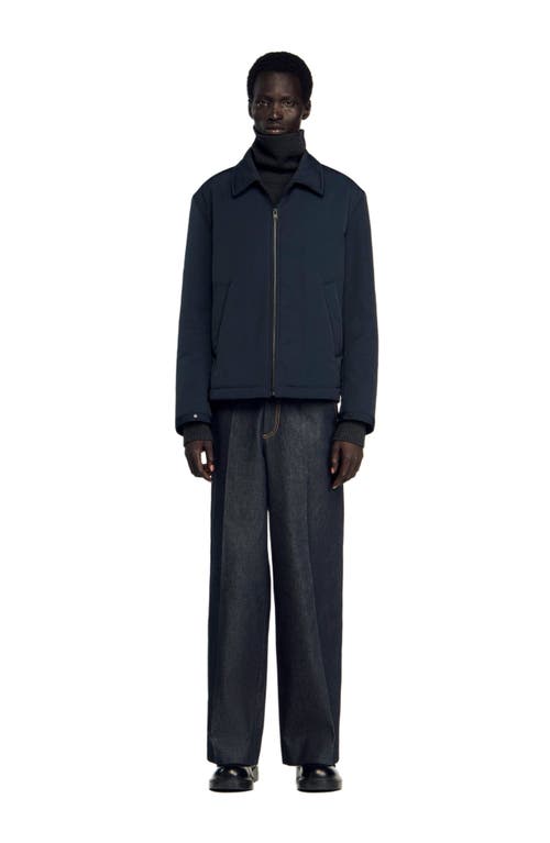 Sandro George Technical Quilted Jacket In Blue