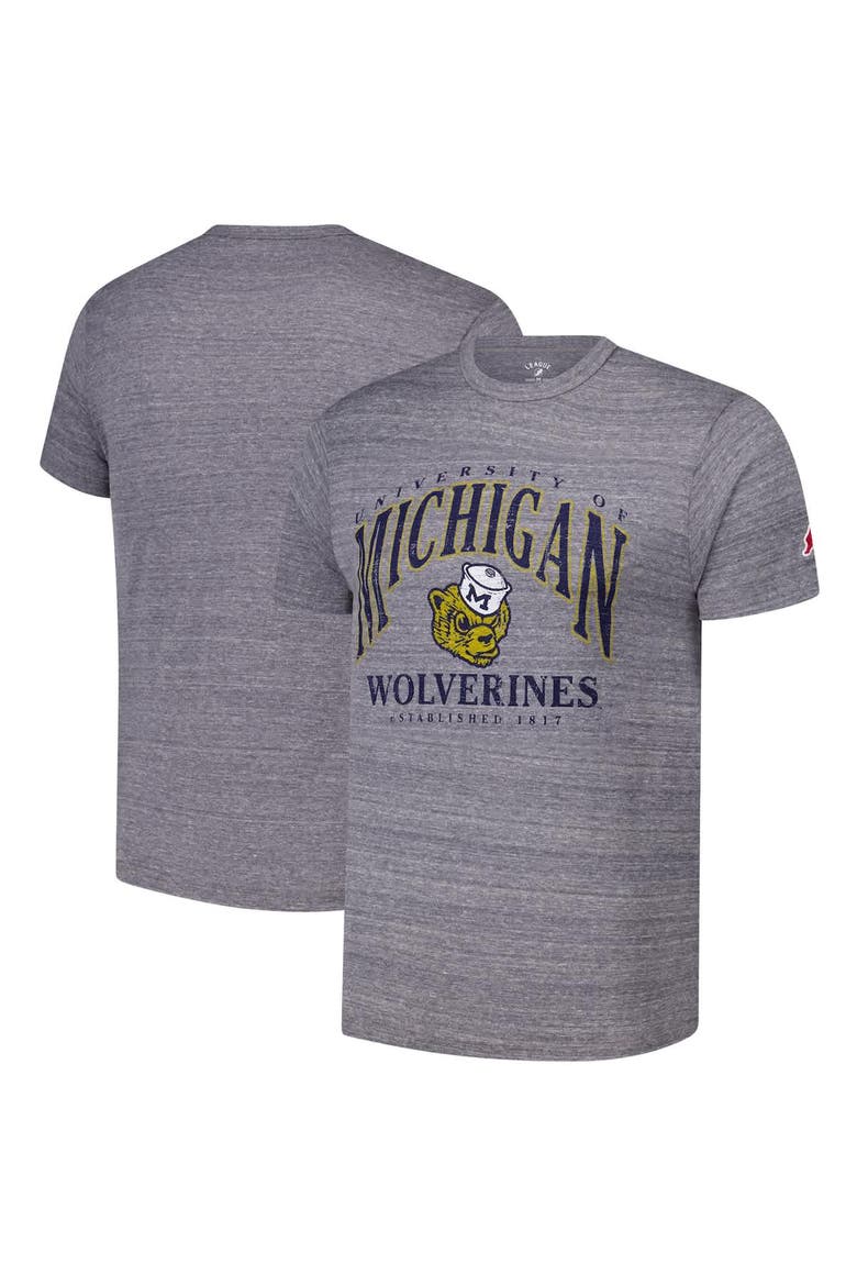 Men's League Collegiate Wear Heather Gray Michigan Wolverines Tall Arch 2.0 Victory Falls Tri-Blend T-Shirt, Alternate, color, Heather Gray
