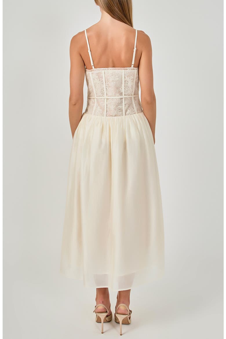 Lace Corset Midi Dress, Alternate, color, CREAM