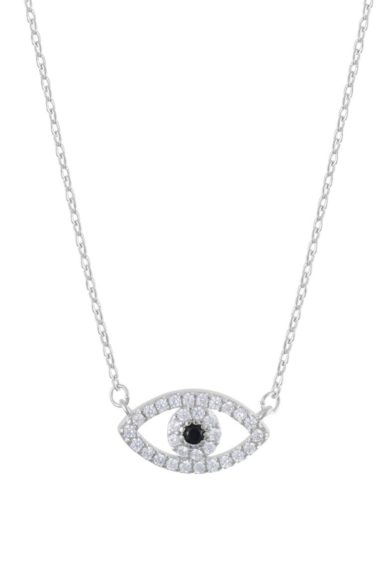 Crystal Evil Eye Pendant Necklace, Main, color, SILVER