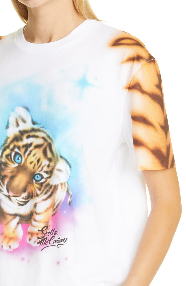 Stella McCartney Tiger Print Logo Cotton Graphic Tee, Alternate, color, 
