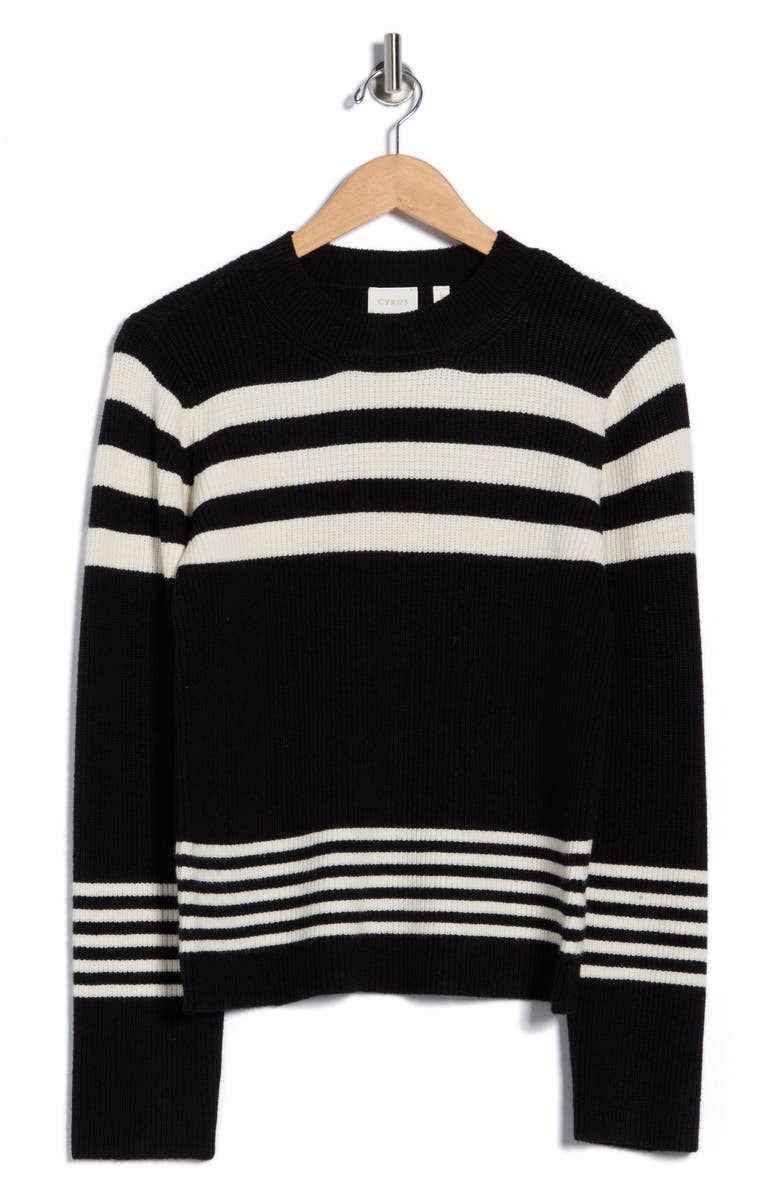 CYRUS Stripe Pullover Sweater, Alternate, color, Black/ Cream