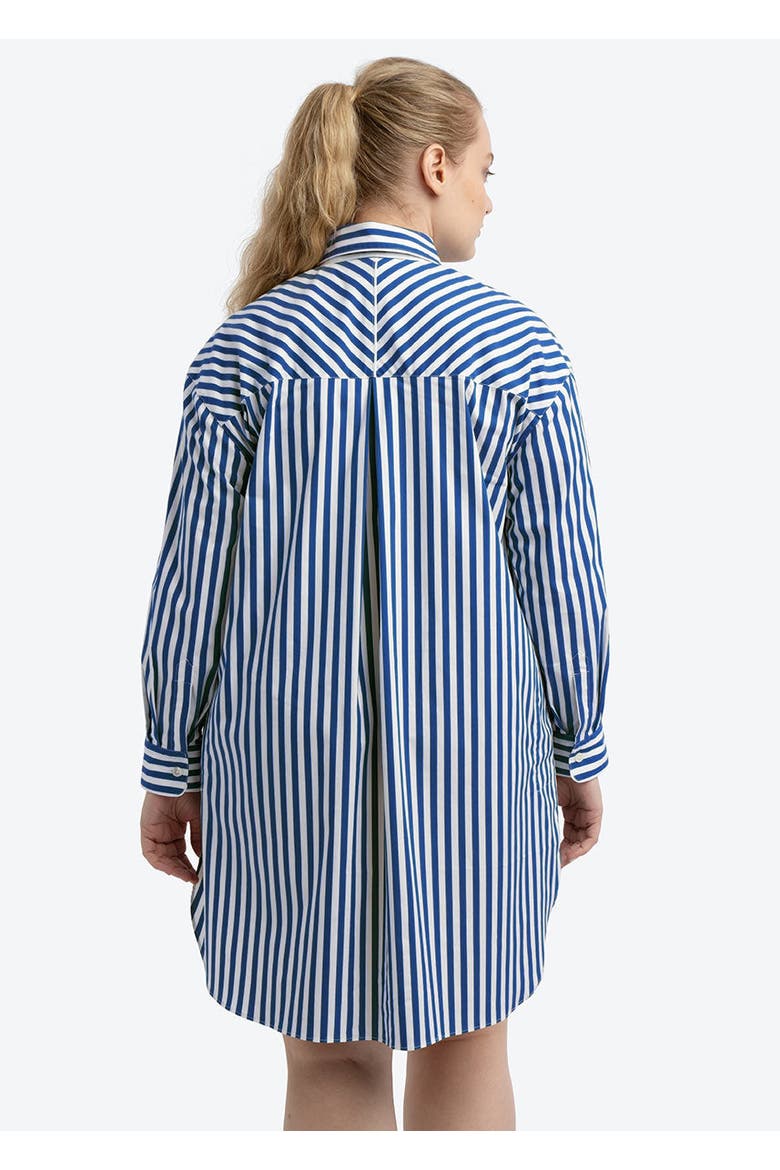 Poplin Tunic Shirt Dress Plus Size, Alternate, color, Cobalt Stripe