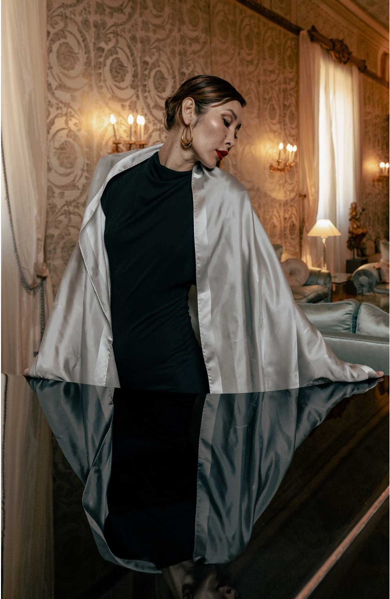 Elizabetta Fortuna - Silk Scarf/Shawl for Women, Alternate, color, Silver Pearl