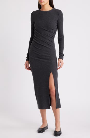 NATION LTD NATION LTD PENN LONG SLEEVE RIB BODY-CON MIDI DRESS 