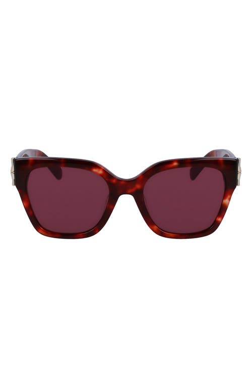 Longchamp 55mm Rectangular Sunglasses in Red Havana 