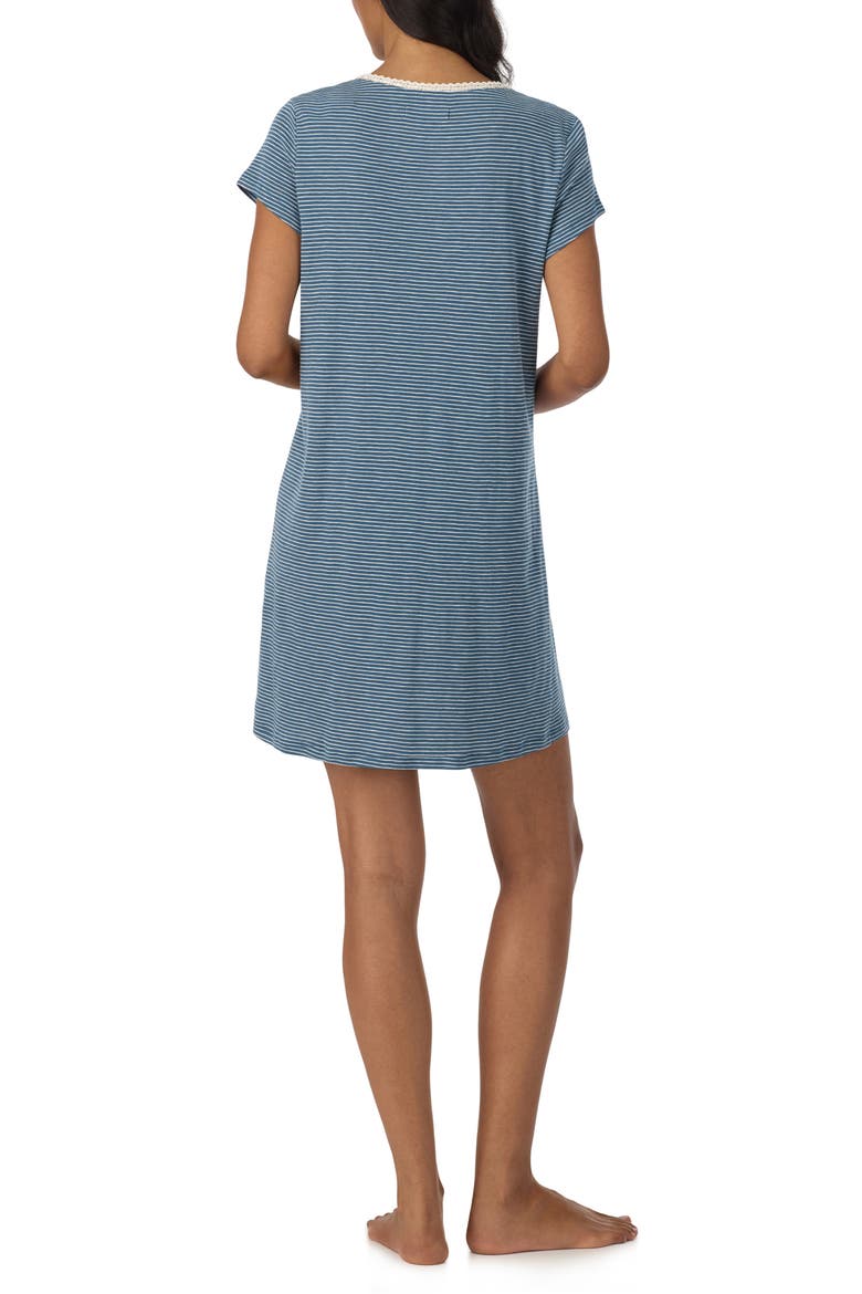 Striped Short Sleeve Nightgown, Alternate, color, DARK BLUE/ STRIPE