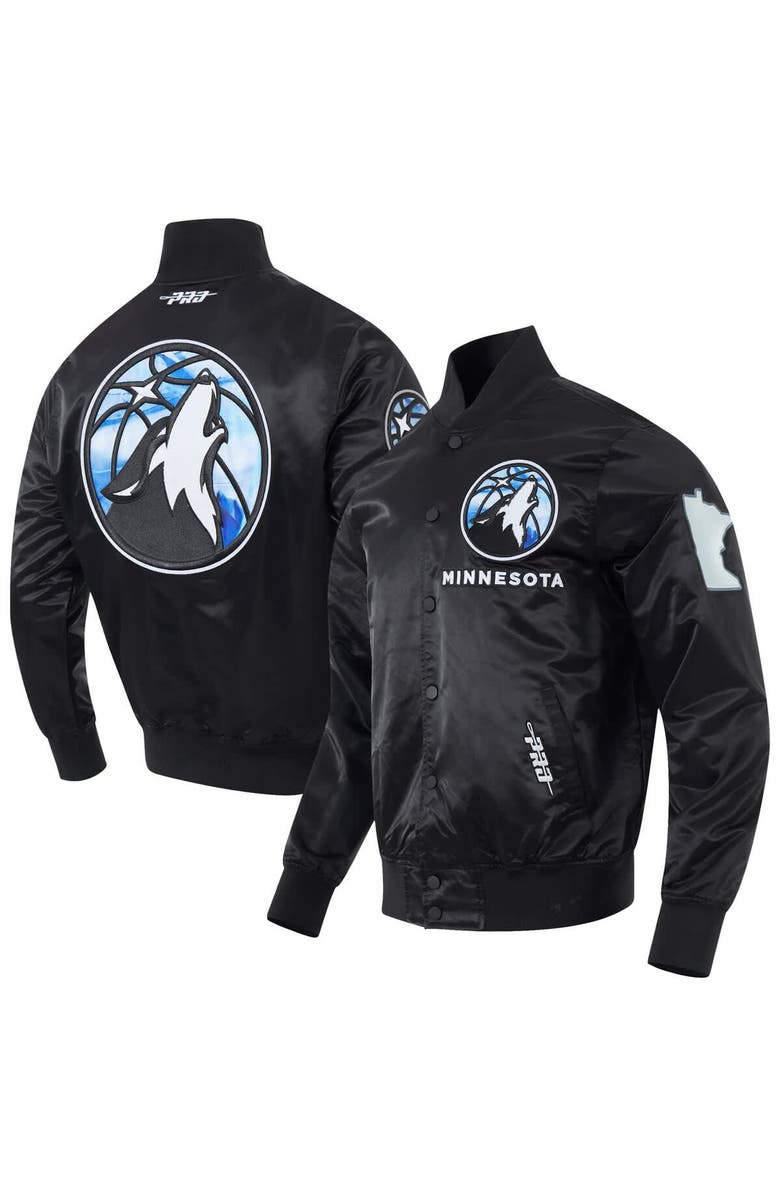 PRO STANDARD Men's Pro Standard Black Minnesota Timberwolves 2024/25 City Edition Chenille Satin Full-Snap Jacket, Alternate, color,