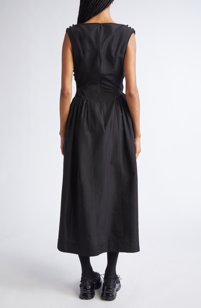Simone Rocha Hip Detail Draped Bind Taffeta Dress, Alternate, color, Black