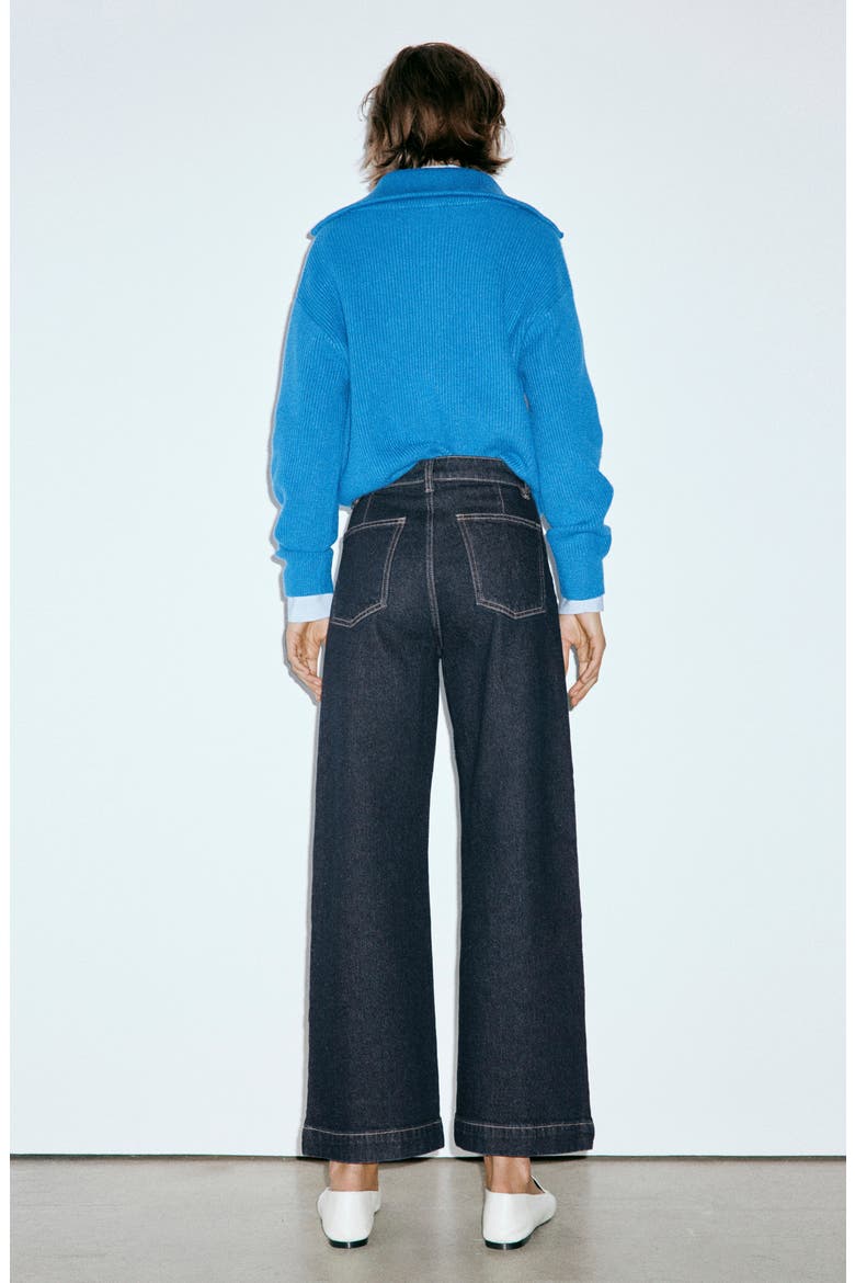 Catherin Frayed High Waist Wide Leg Culotte Jeans, Alternate, color, OPEN BLUE