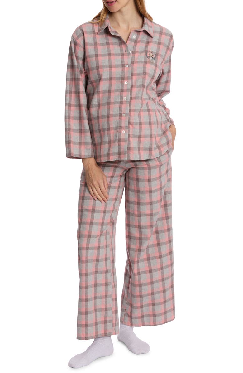 Cache Coeur Teddy Plaid Maternity Pajamas, Main, color, 