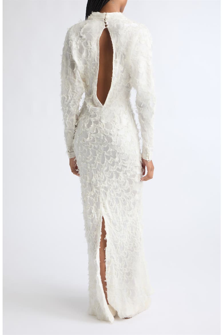 Aberdeen Long Sleeve Silk & Wool Fil Coupé Dress, Alternate, color, IVORY