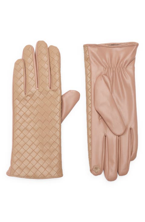 Crosshatch Faux Leather Gloves