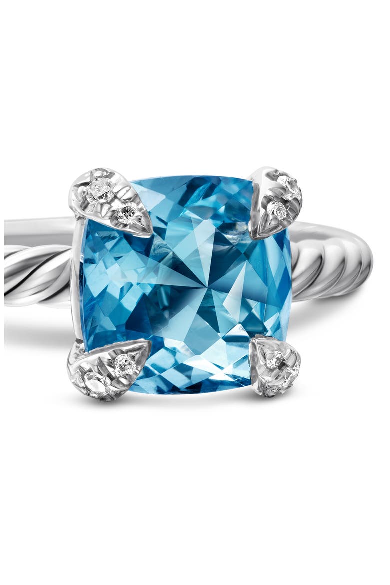 Chatelaine® Ring with Semiprecious Stone & Diamonds, Alternate, color, BLUE TOPAZ