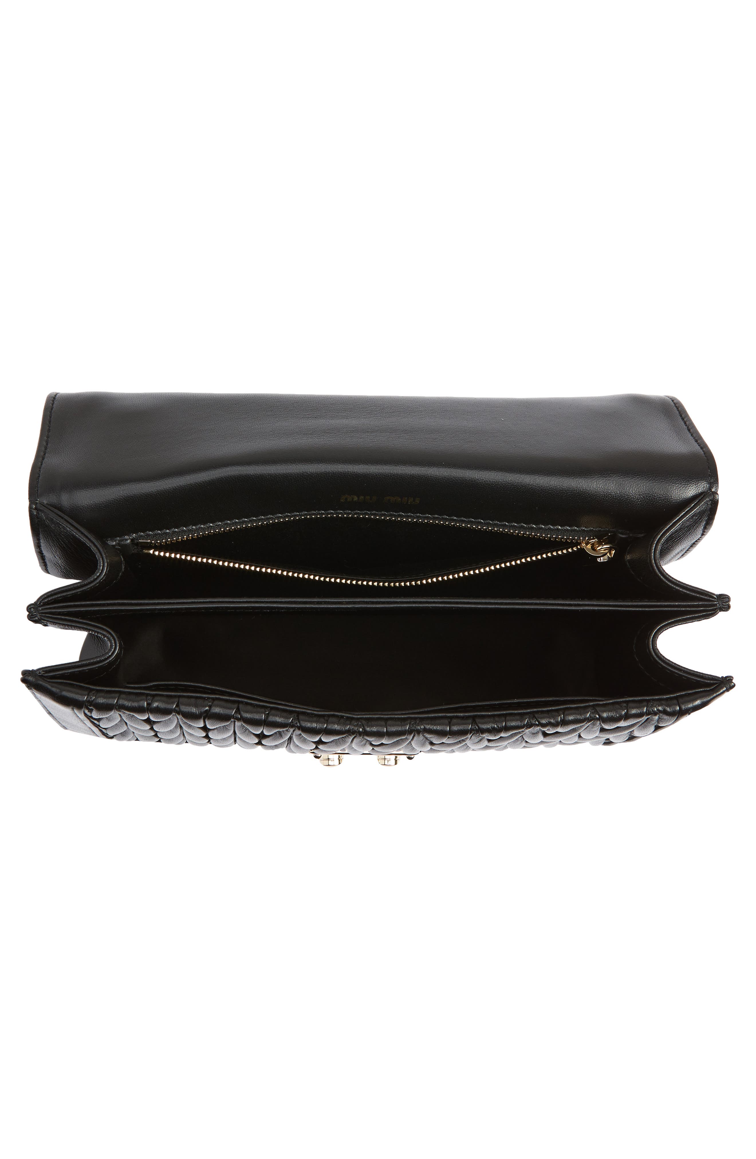 Miu Miu Confidential Matelassé Quilted Lambskin Leather Top Handle Bag, Alternate, color, 