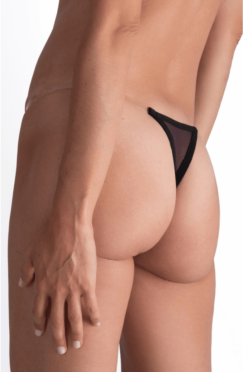 LECHERY<sup>®</sup> Lustrous Clear Strap Invisible Thong, Alternate, color, Black