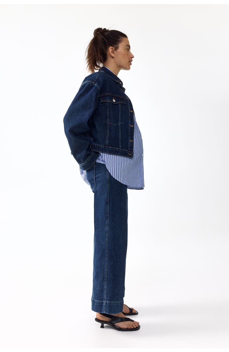 H&M Mama Wide High Waist Ankle Jeans, Alternate, color, Dark Denim Blue