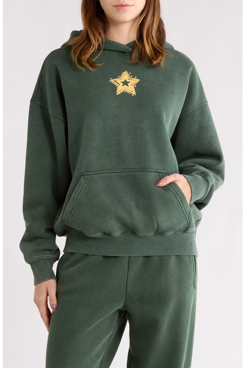 Star Graphic Hoodie, Main, color, FOREST GREEN