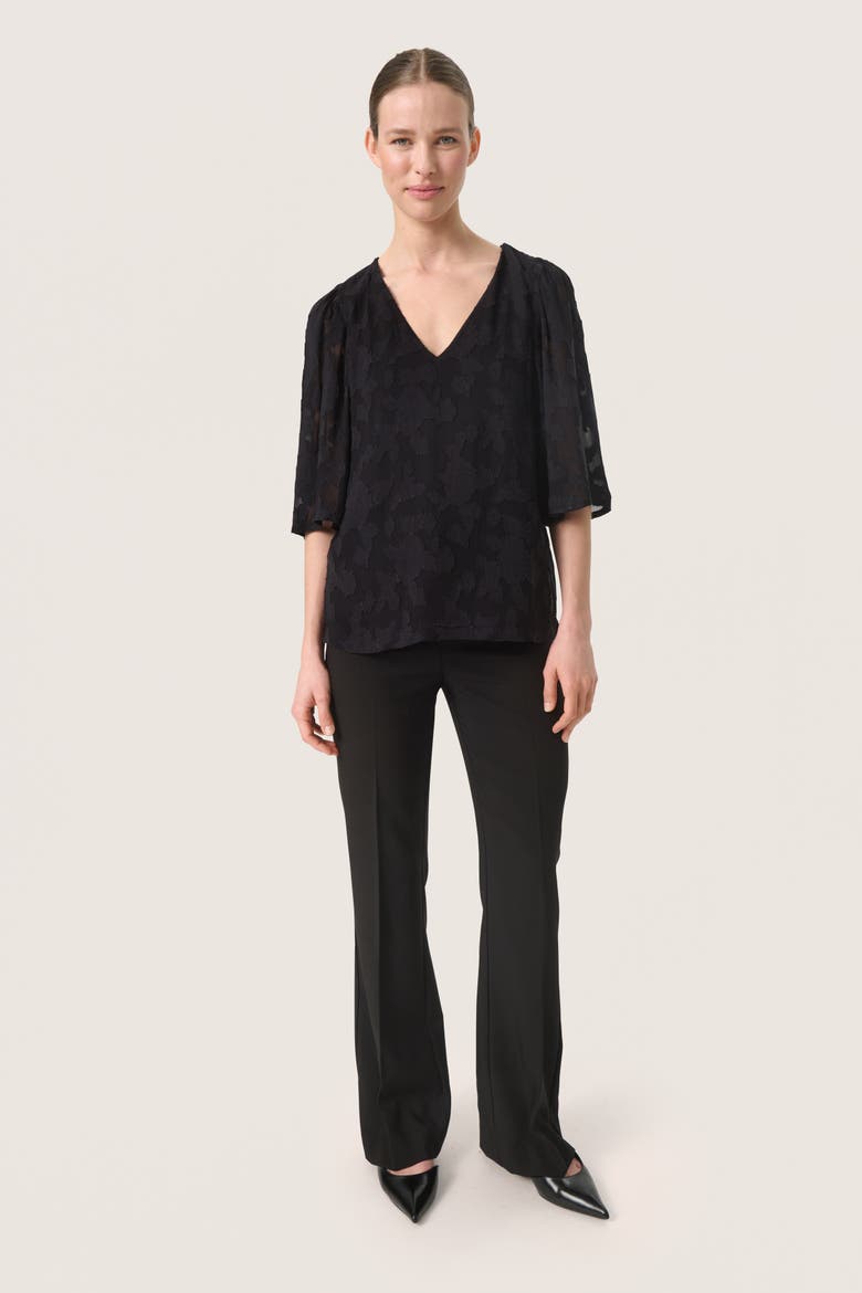 SLFelisia V-neck Half Sleeve Blouse, Alternate, color, Black
