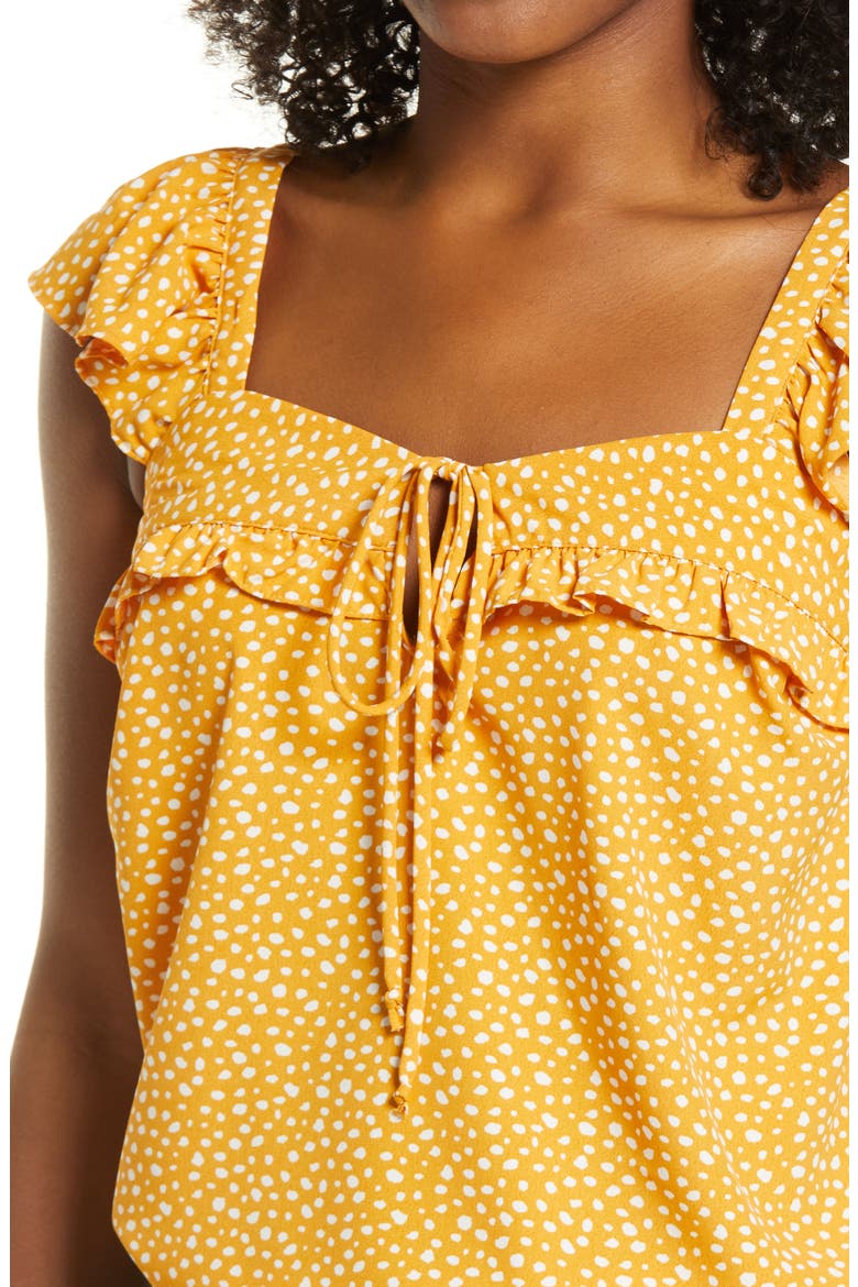Ruffle Top, Alternate, color, MARIGOLD DOT PRT