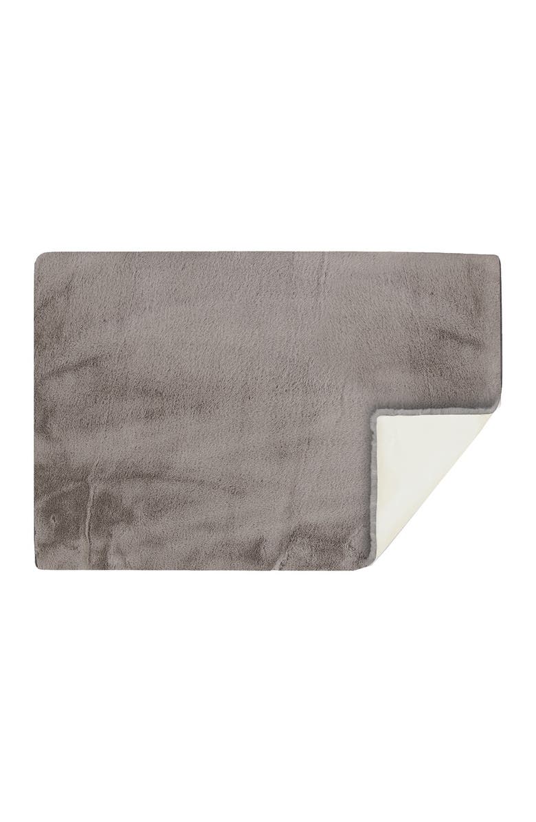 LUXE Faux Fur Rectangular Throw 5' X 8' - Grey, Alternate, color, Grey