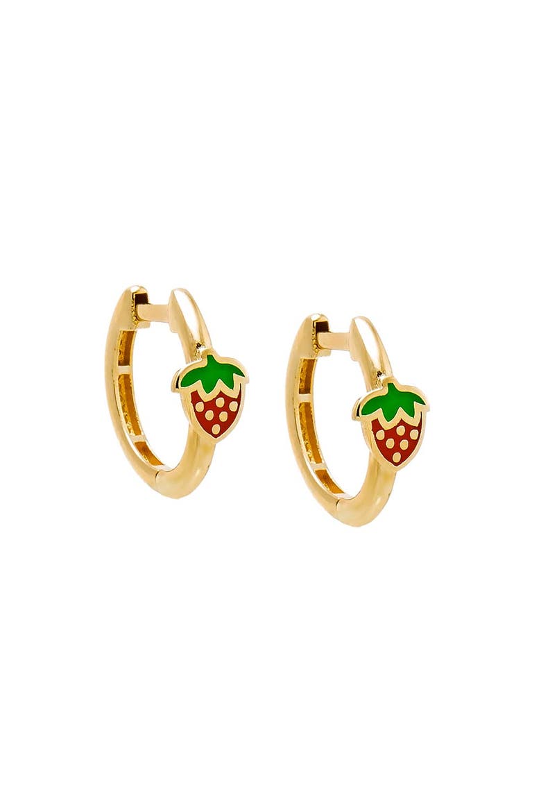 Kids Strawberry Huggie Earring 14K, Main, color, 14K Gold