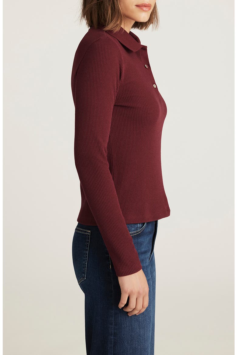 Long Sleeve Rib Polo Sweater, Alternate, color, ZINFANDEL