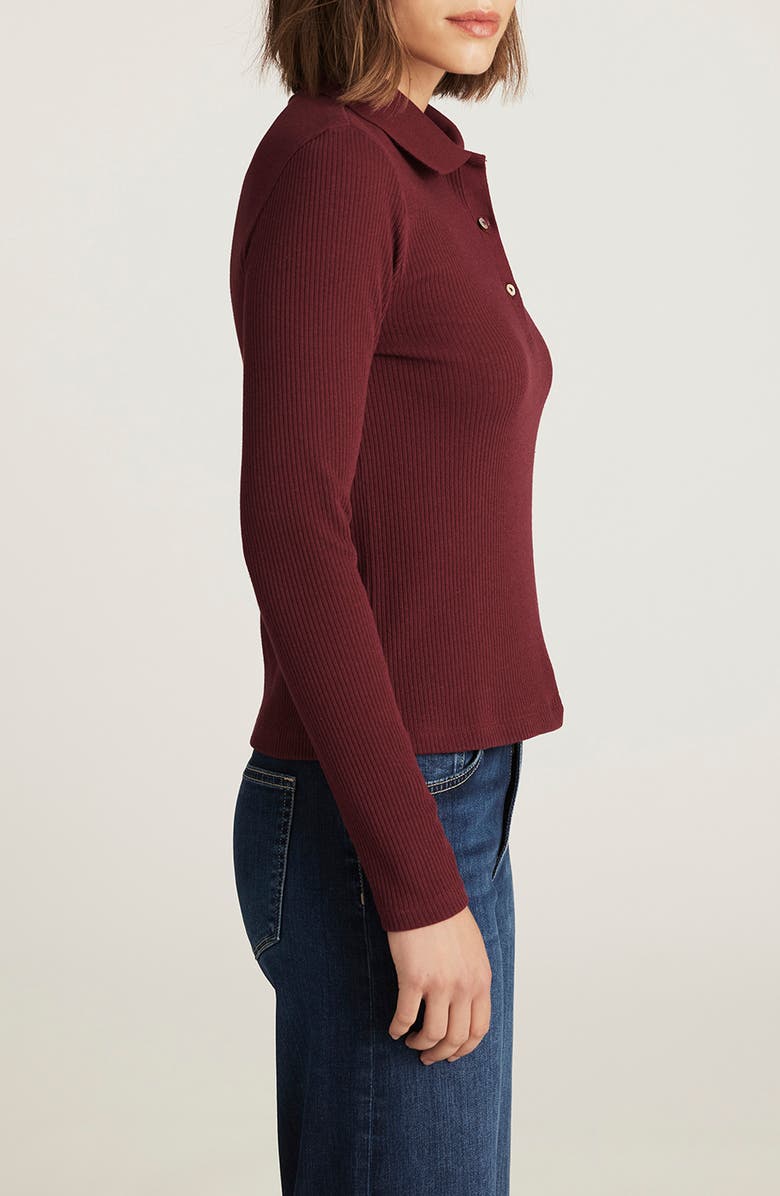 Mavi Jeans Long Sleeve Rib Polo Sweater, Alternate, color, Zinfandel