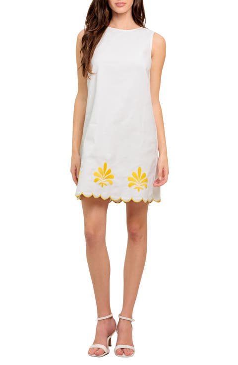 Embroidered Sleeveless Shift Dress