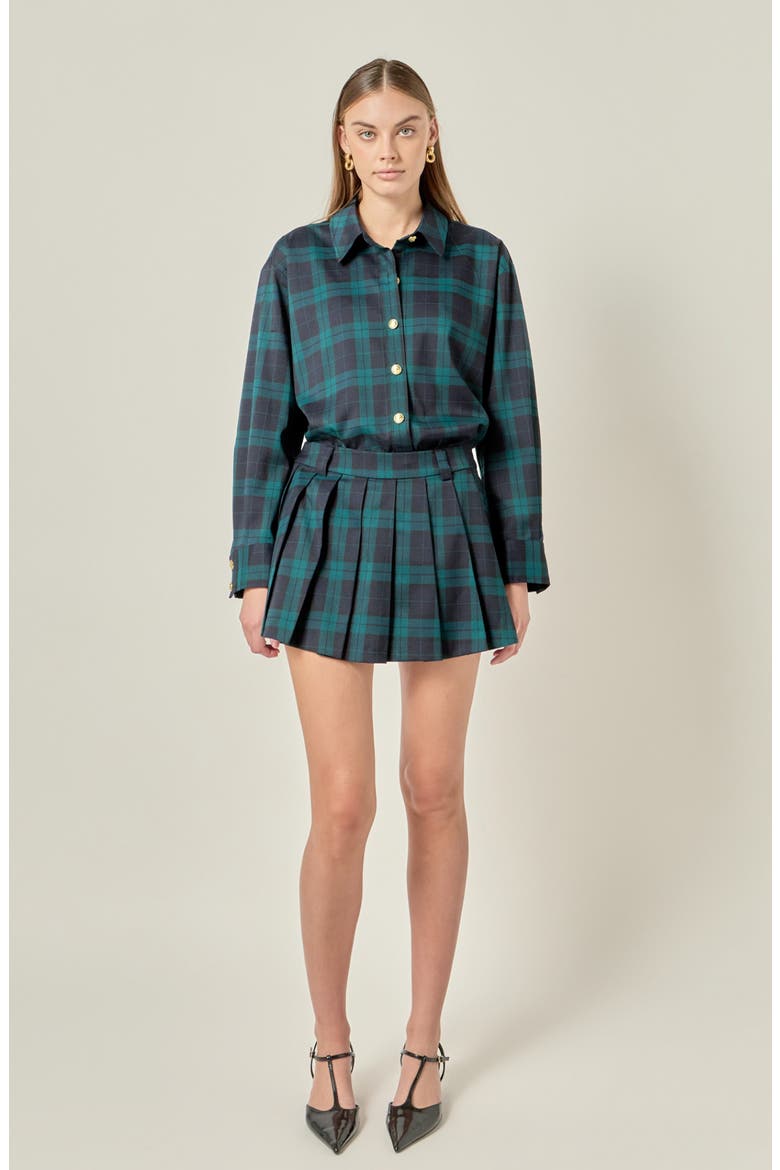 Oversize Plaid Shacket, Alternate, color, NAVY/GREEN