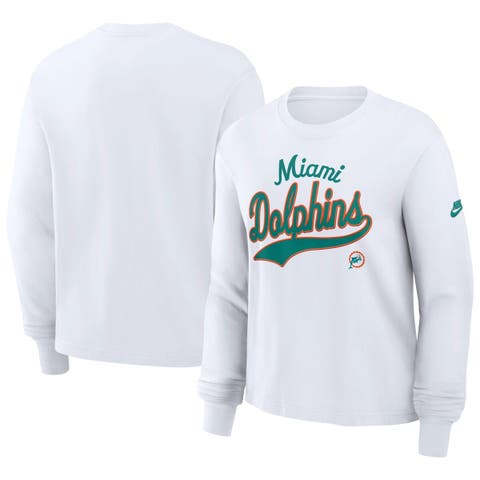 Women's Nike White Miami Dolphins Essential Long Sleeve Boxy T-Shirt
