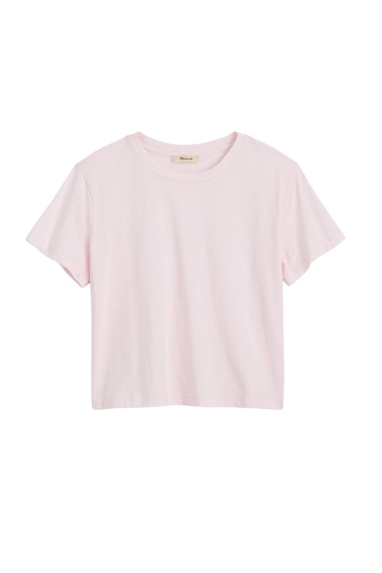 Boxy Crop Cotton Slub T-Shirt, Alternate, color, PALE PINK