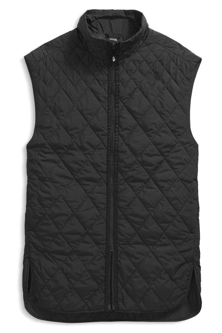 Diamond Peak Water Repellent Quilted Long Vest, Alternate, color, TNF BLACK