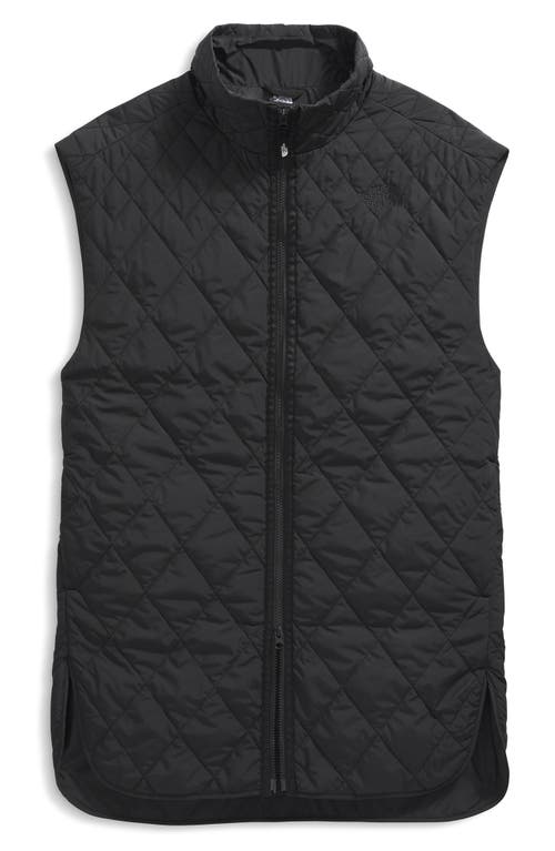 The North Face Diamond Peak Water Repellent Quilted Long Vest In Black