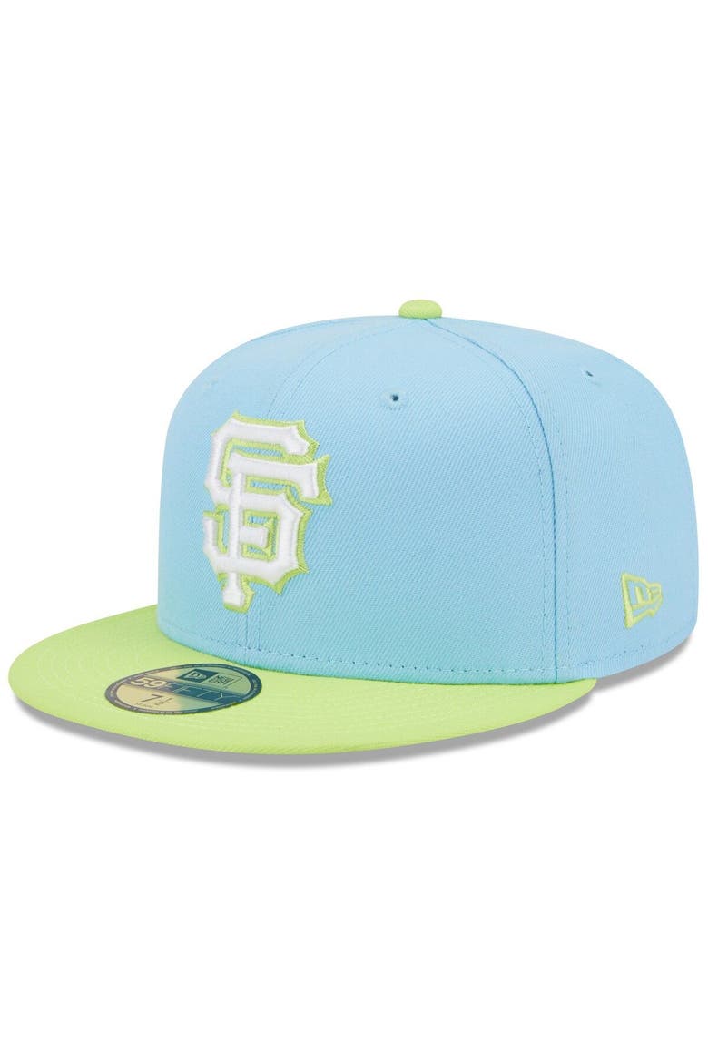 Men's New Era Light Blue/Neon Green San Francisco Giants Spring Color Two-Tone 59FIFTY Fitted Hat, Main, color, Light Blue