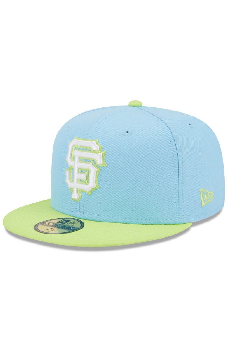 New Era Men's New Era Light Blue/Neon Green San Francisco Giants Spring Color Two-Tone 59FIFTY Fitted Hat, Main, color, 