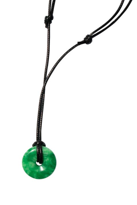 Medallion Green jade cord necklace