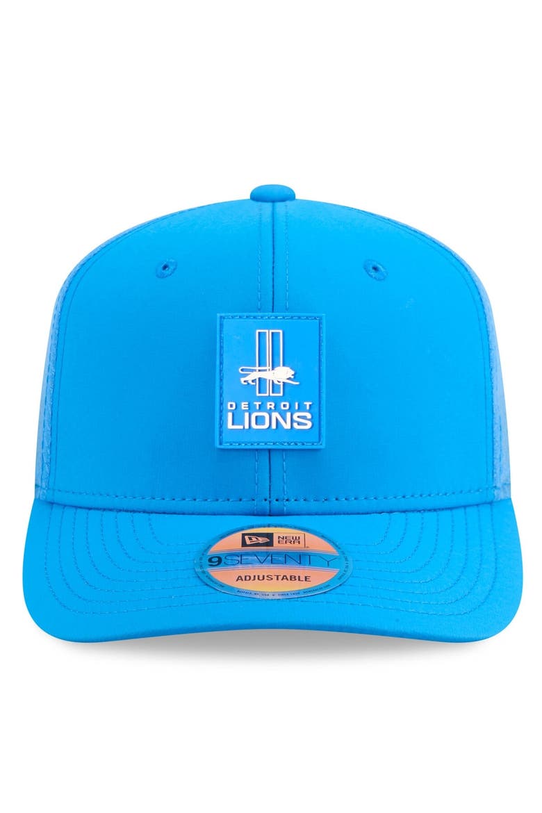 Men's New Era Blue Detroit Lions 2025 Sideline Throwback 9SEVENTY Trucker Adjustable Hat, Alternate, color, Blue