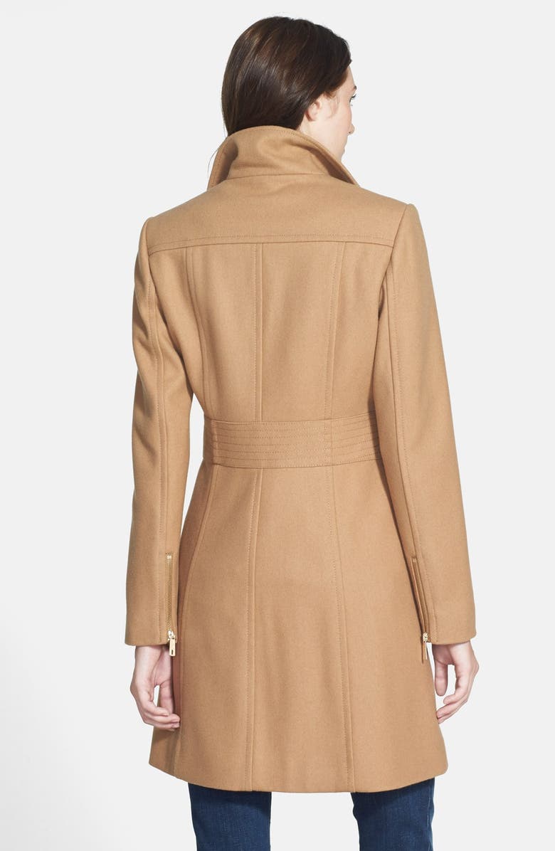 Kenneth Cole New York Inset Waist Stand Collar Walking Coat, Alternate, color, 