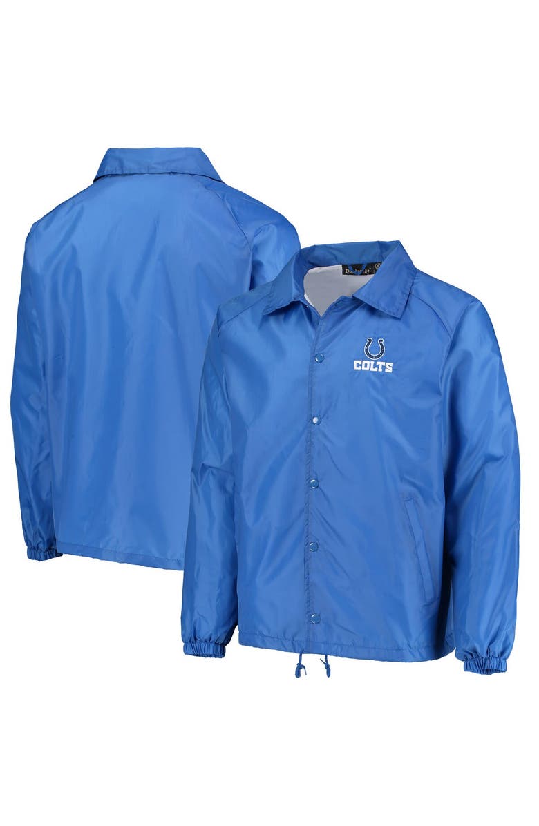 DUNBROOKE Men's Royal Indianapolis Colts Coaches Classic Raglan Full-Snap Windbreaker Jacket, Main, color, Royal