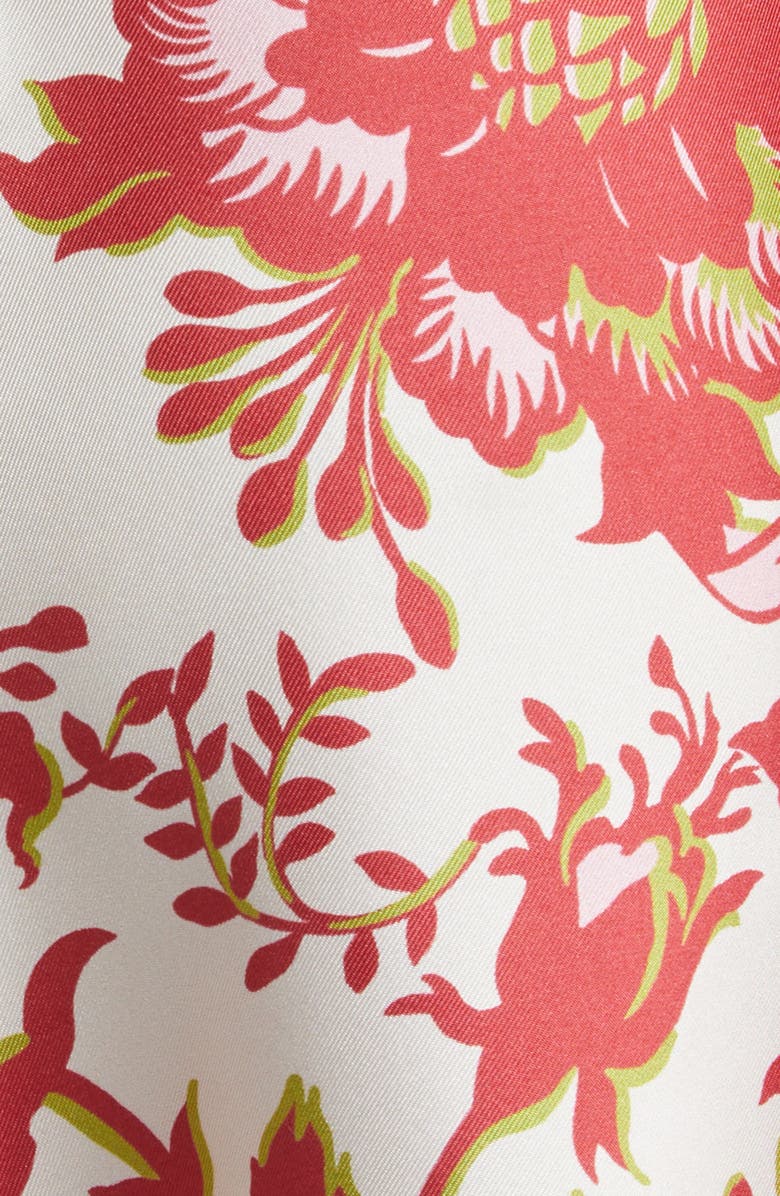 Etro Floral Print Long Sleeve Silk Dress, Alternate, color, Print On White Base