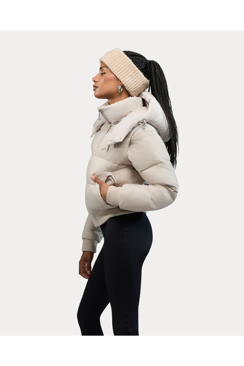 Pariset Cropped Puffer Bomber with Detachable Sleeves, Alternate, color, Stone