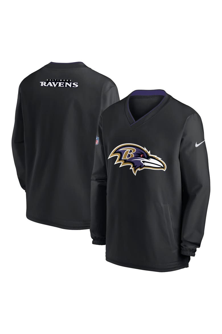 Men's Nike Black Baltimore Ravens Sideline V-Neck Pullover Windbreaker, Main, color, Black