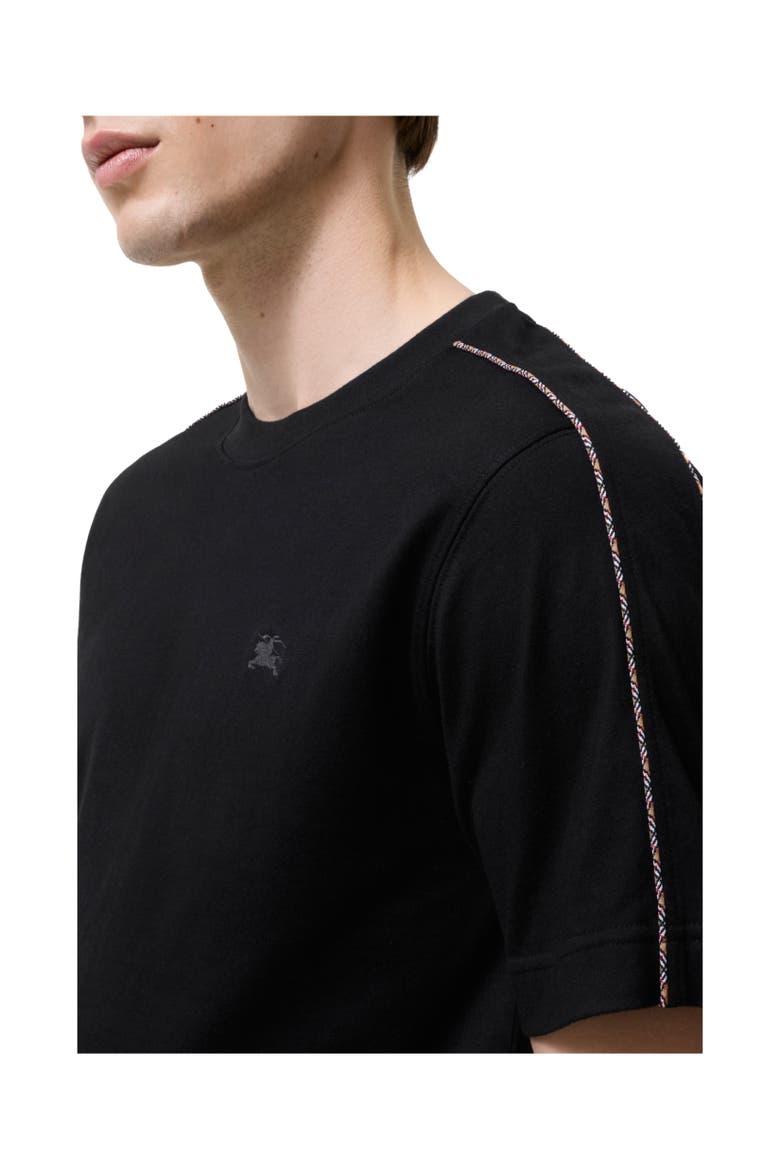 Check Piping Cotton T-shirt, Alternate, color, Black