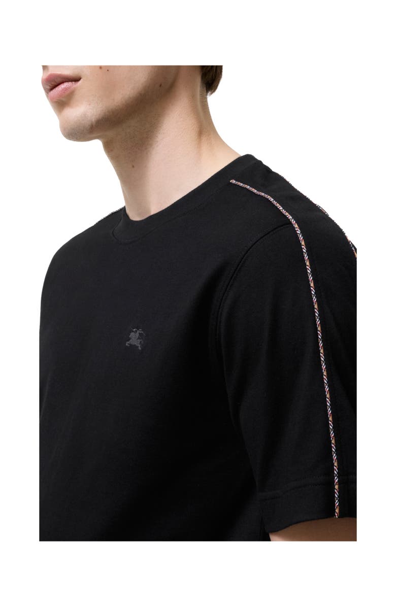 Burberry Check Piping Cotton T-shirt, Alternate, color, Black